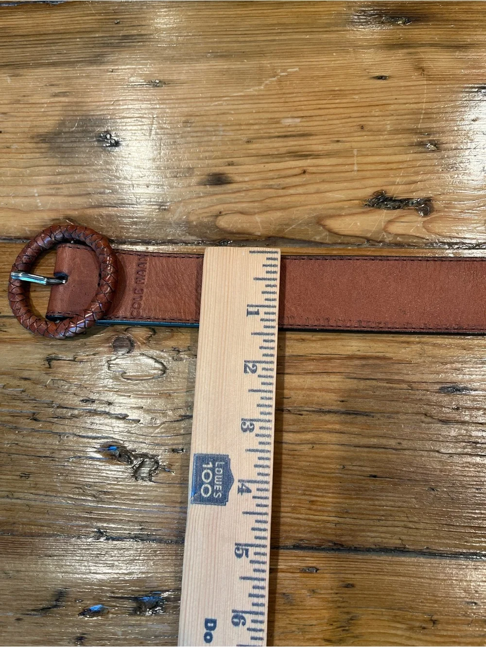 Vintage Cole Haan Women’s Brown Braided Round-Buckle Leather Belt • Size Medium